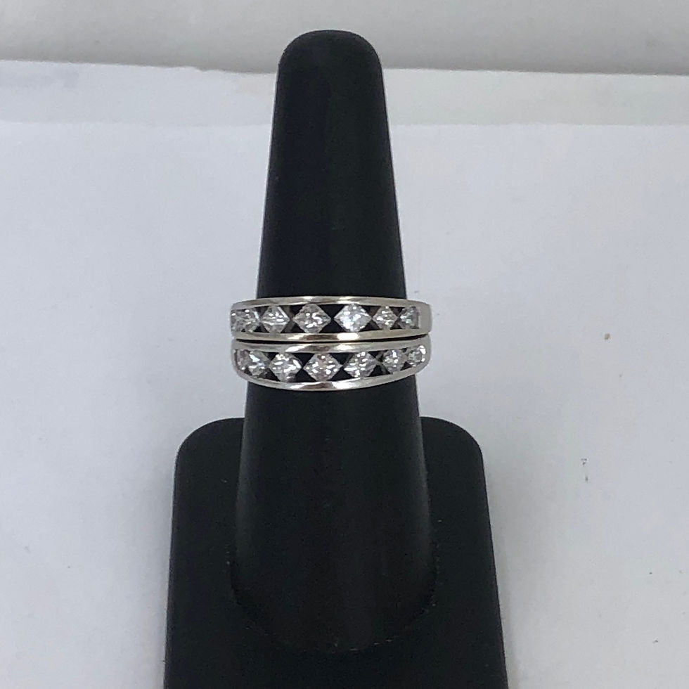 Thumbnail: 14k white gold diamond wedding bands size 7.5