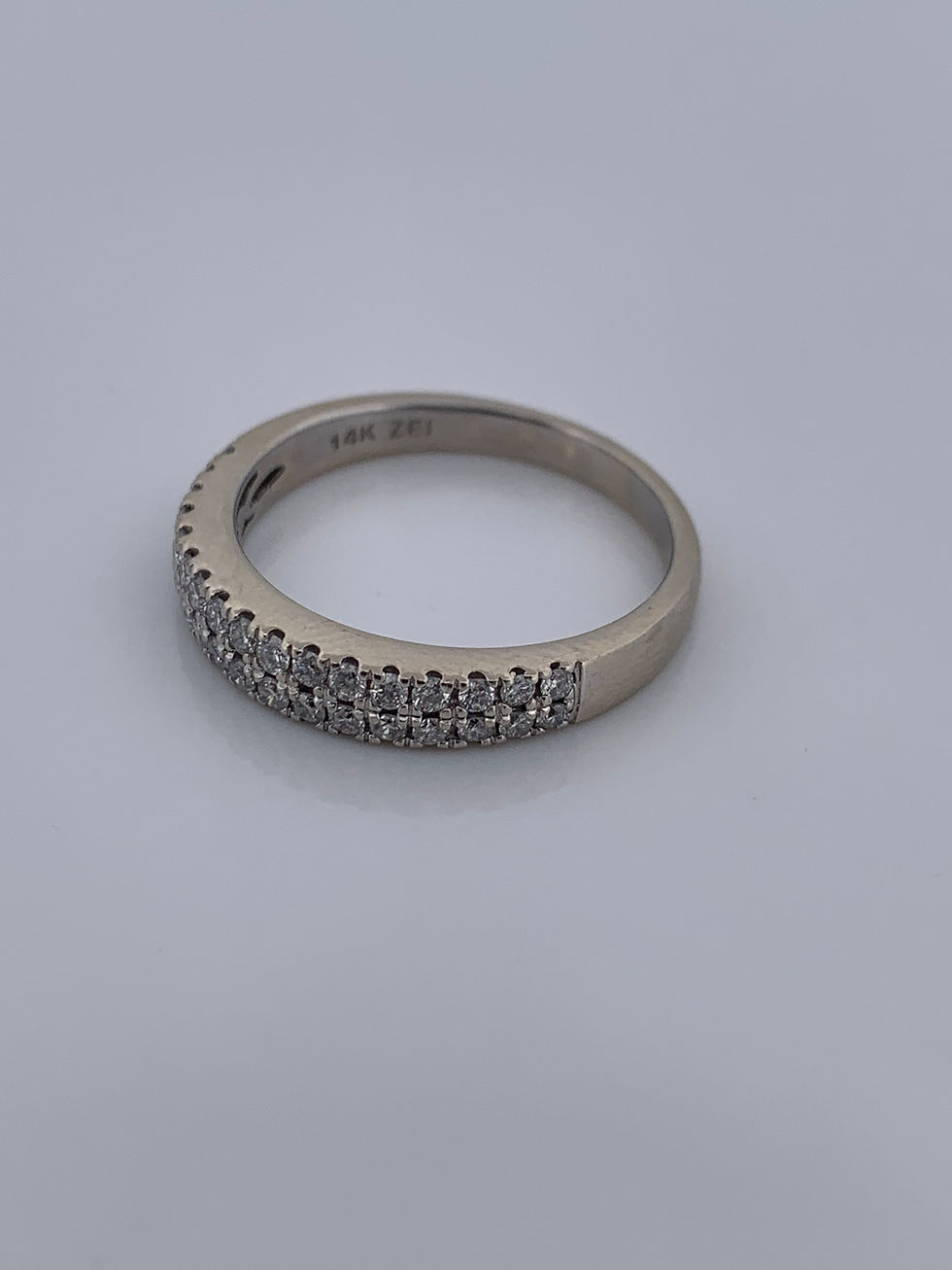 Thumbnail: 14k white gold diamond wedding band size 8