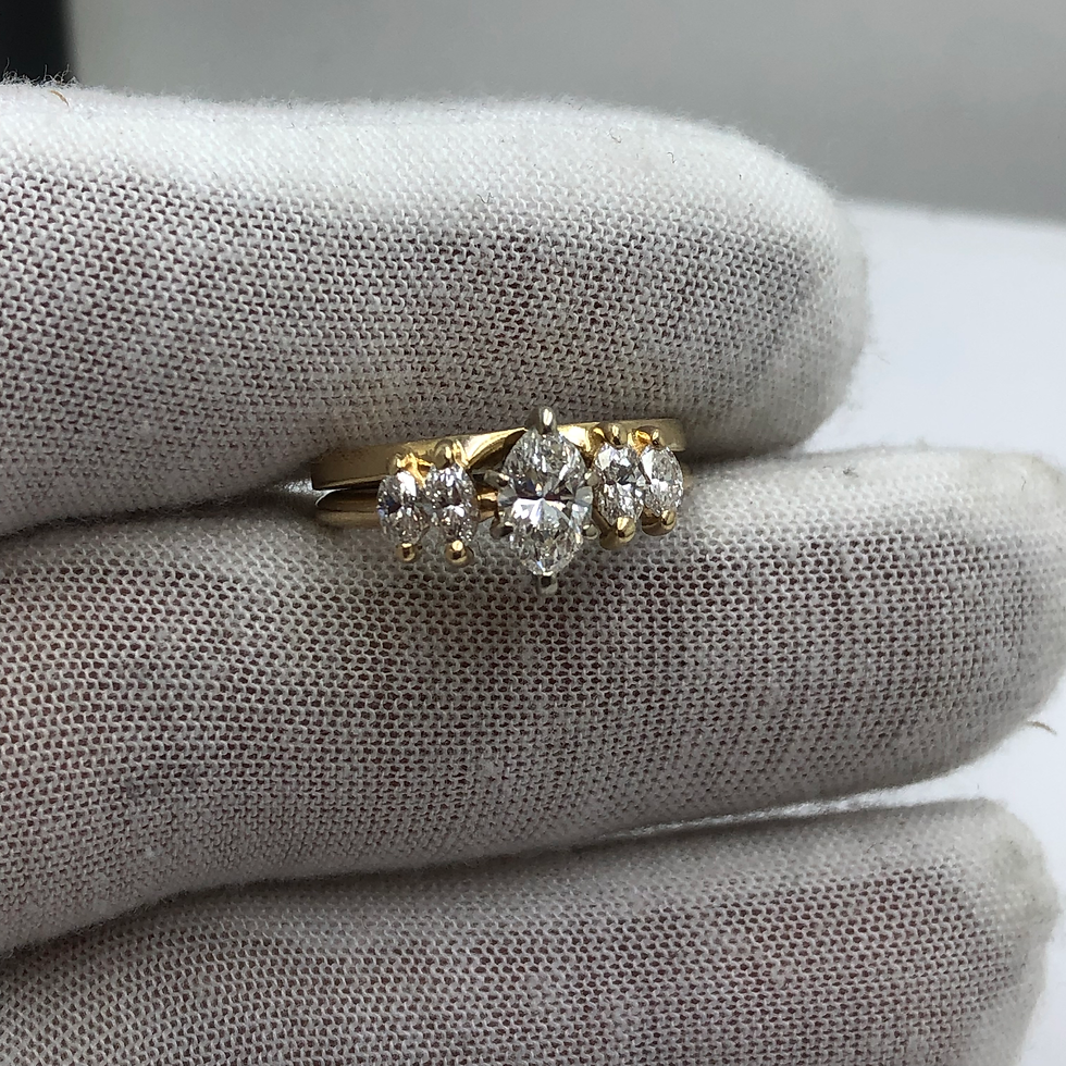 Thumbnail: 14k yellow gold diamond ring set size 6.5