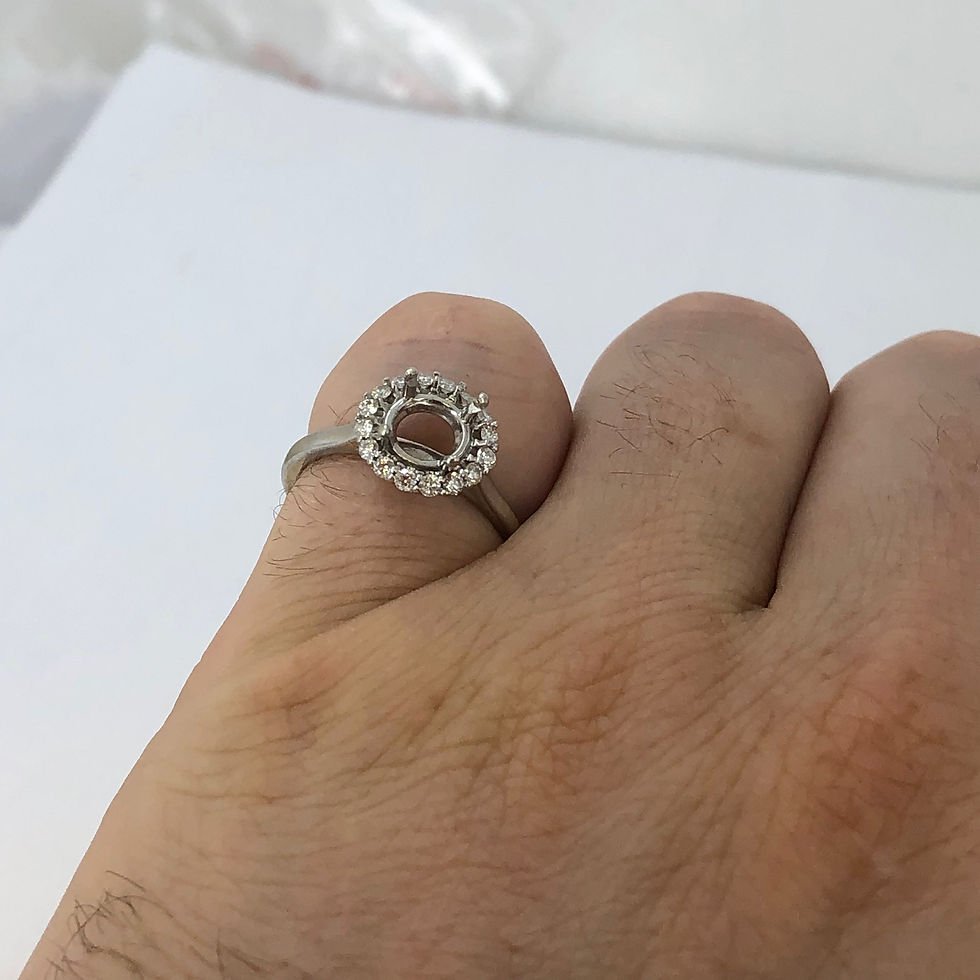 Thumbnail: 14k white gold diamond semi mount fits 7.3mm