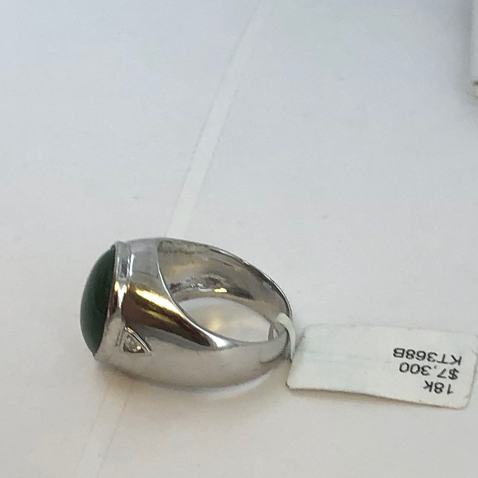 Thumbnail: Men’s 18k white gold jade & Diamond ring size 9.5