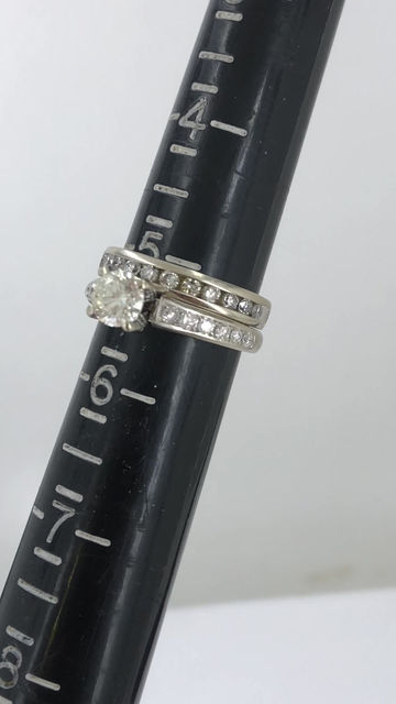 Thumbnail: 14k white gold diamond ring set size 5.25