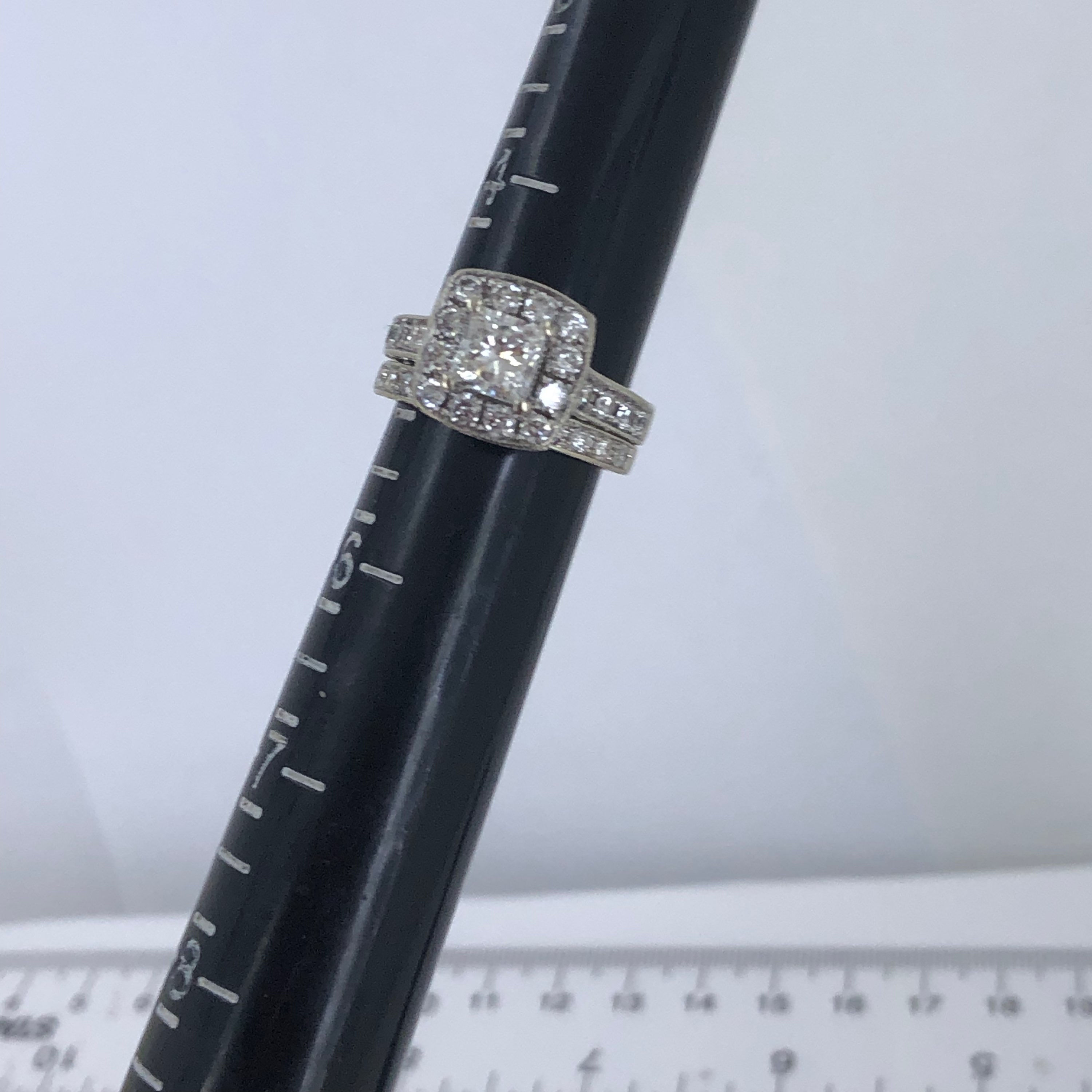 14k white gold diamond ring set size 5