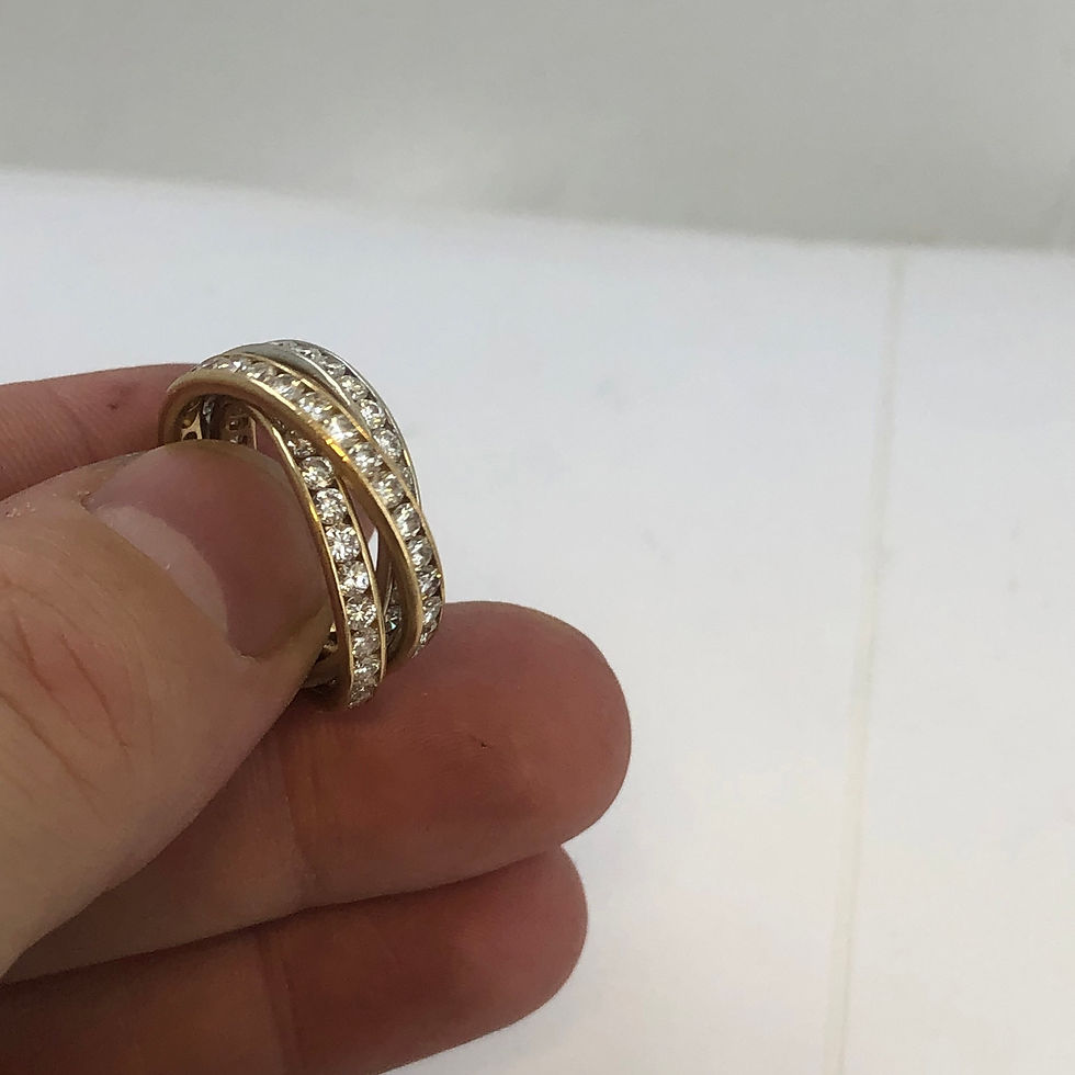 Thumbnail: 14k gold trinity 4.5ct eternity band size 8
