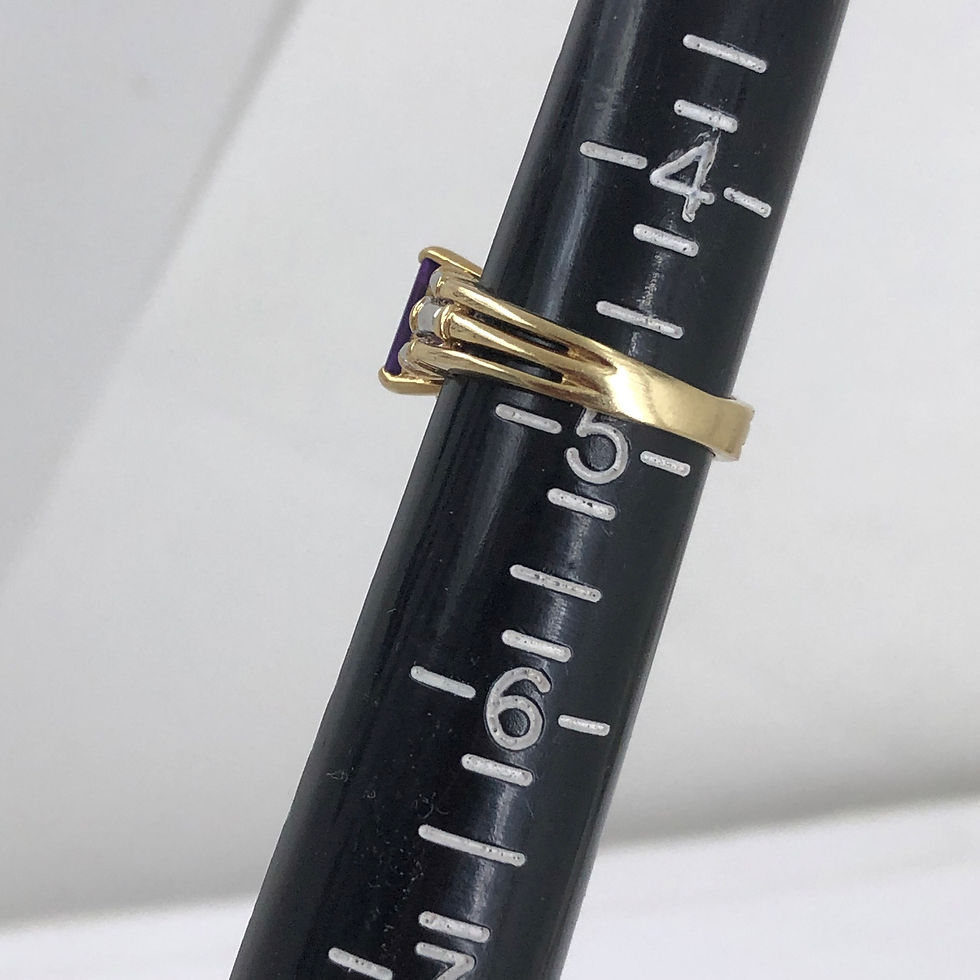Thumbnail: 10k  gold amethyst & diamond ring size 4.75