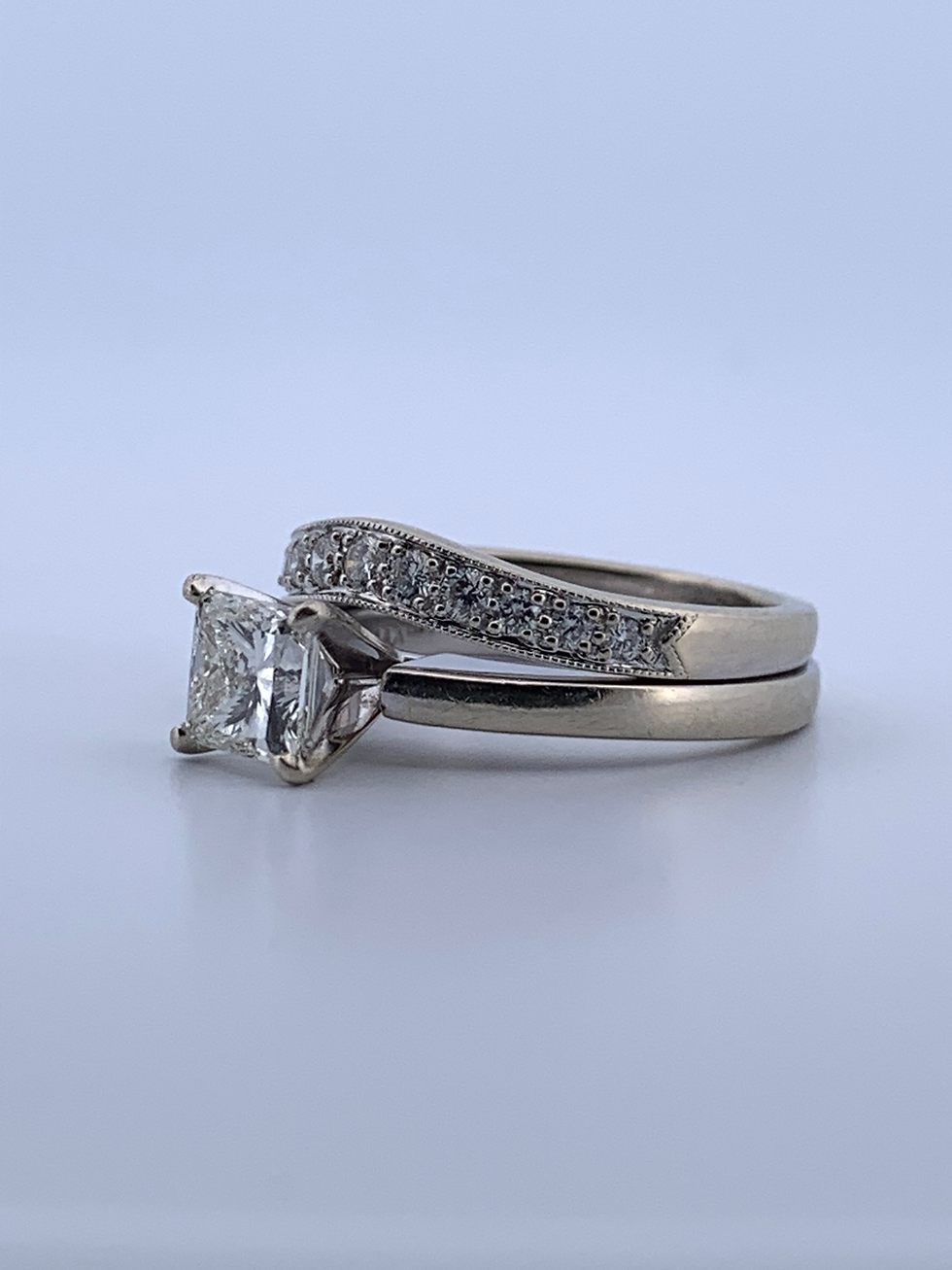 Thumbnail: 14k white gold gia  certifide 1.30ct diamond ring set size 5.5