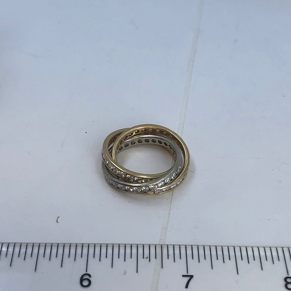 Thumbnail: 14k gold trinity 4.5ct eternity band size 8