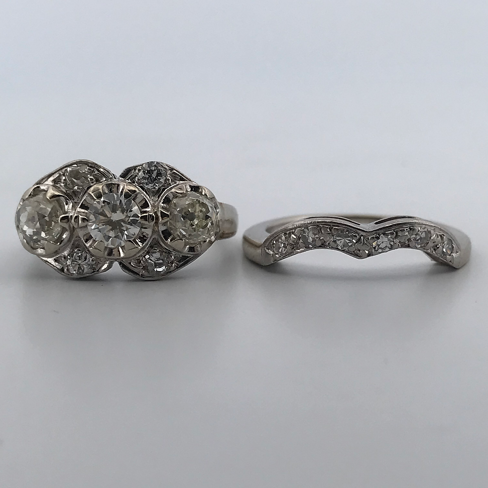 Thumbnail: 14k Vintage white gold 1.42ct diamond ring set size 6