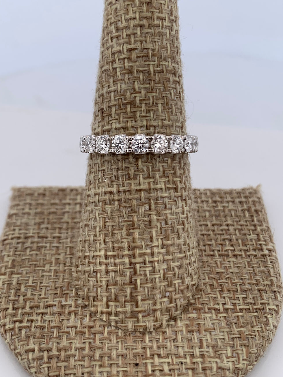 Thumbnail: 14k white gold diamond wedding band size 6.75