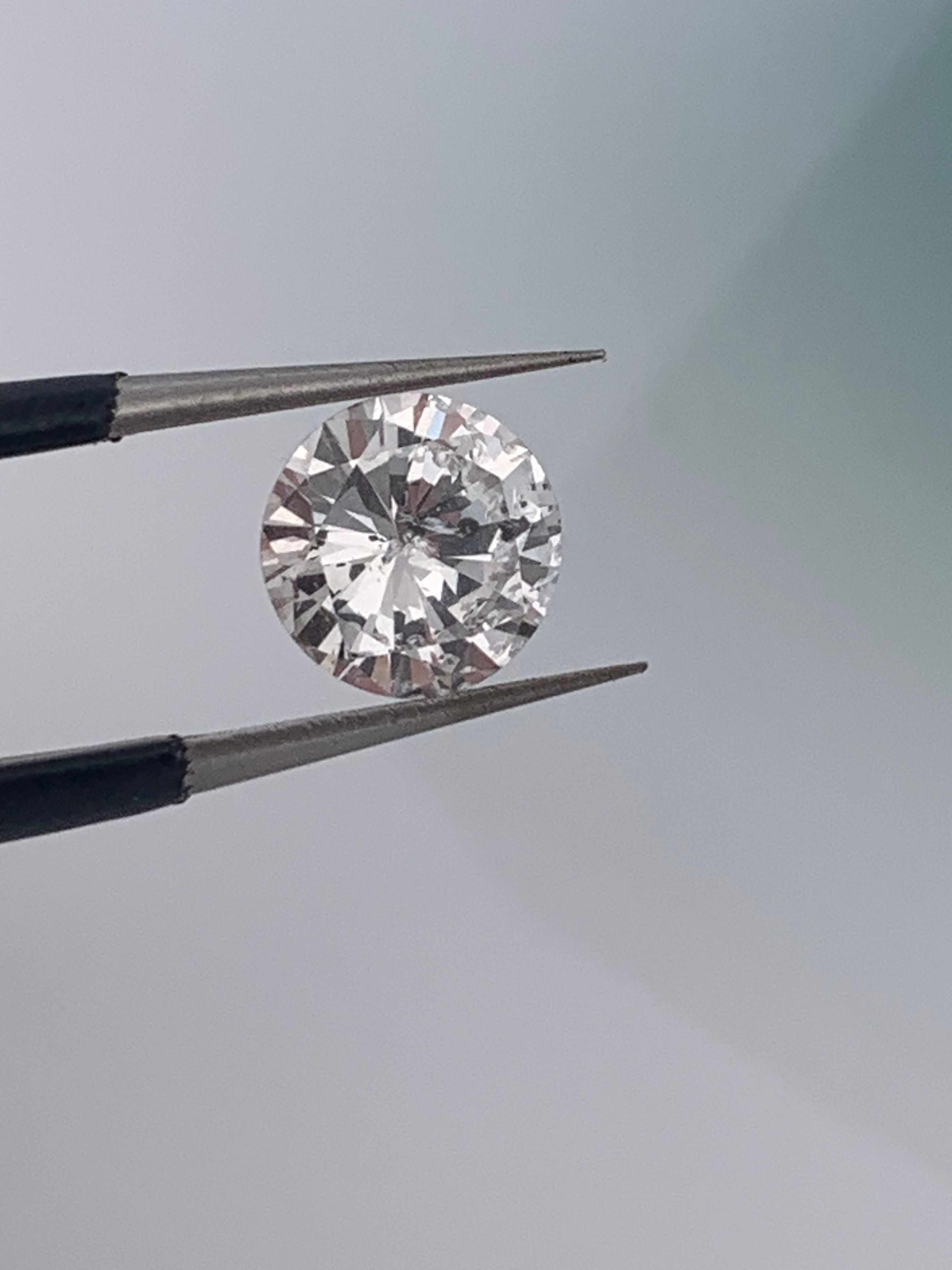 1.27ct Gia certified round natural diamond i i2
