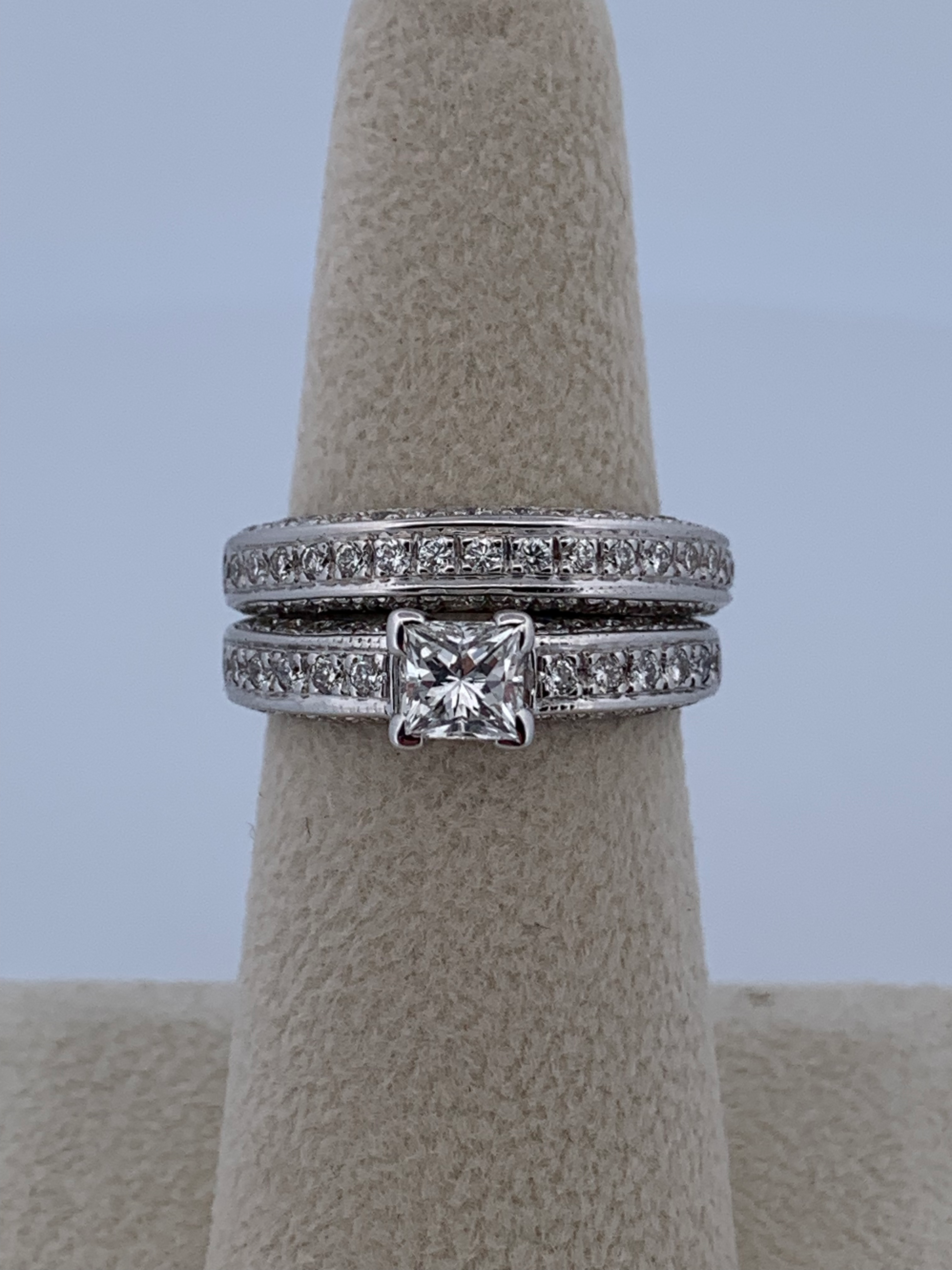 18k white gold 1.51ct diamond ring set size 7
