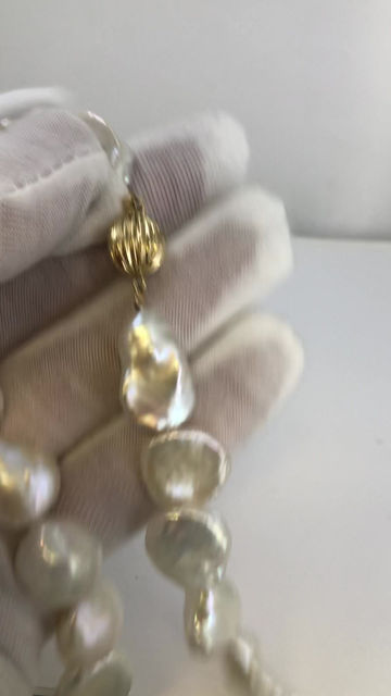 Thumbnail: 14k yelow gold  baroque pearl necklace  18”