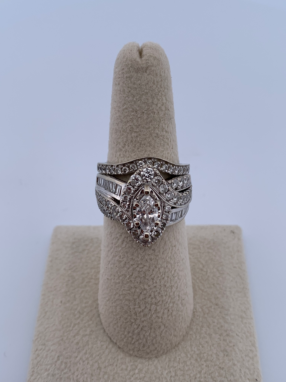 Thumbnail: 14k white gold 2.46ct diamond ring set size 7.25