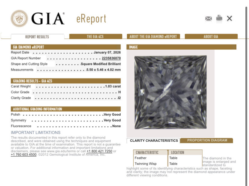 Thumbnail: Gia certified 1.03ct H color natural diamond