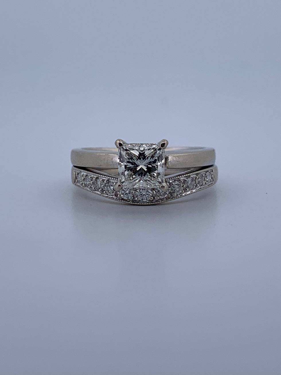 Thumbnail: 14k white gold gia  certifide 1.30ct diamond ring set size 5.5