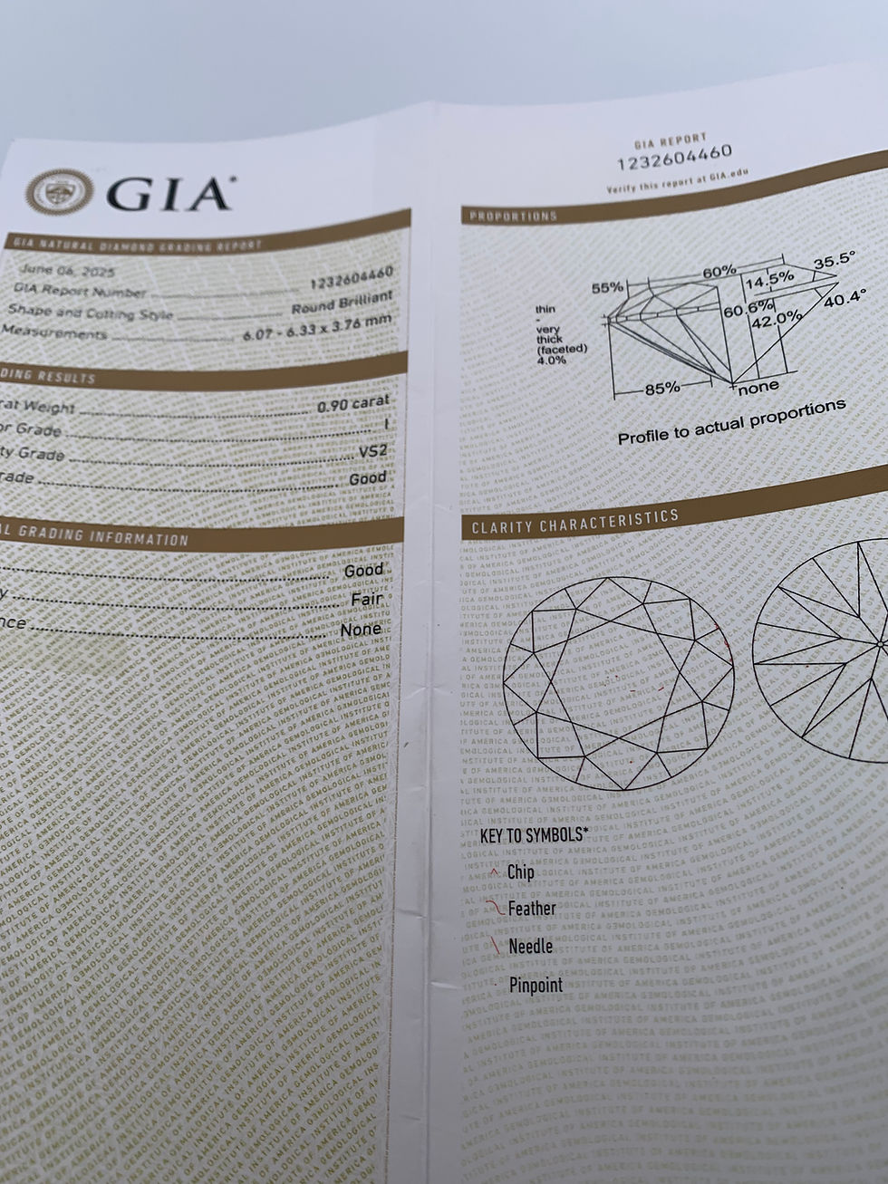 Thumbnail: Gia certified 0.90ct round natural diamond i vs2 