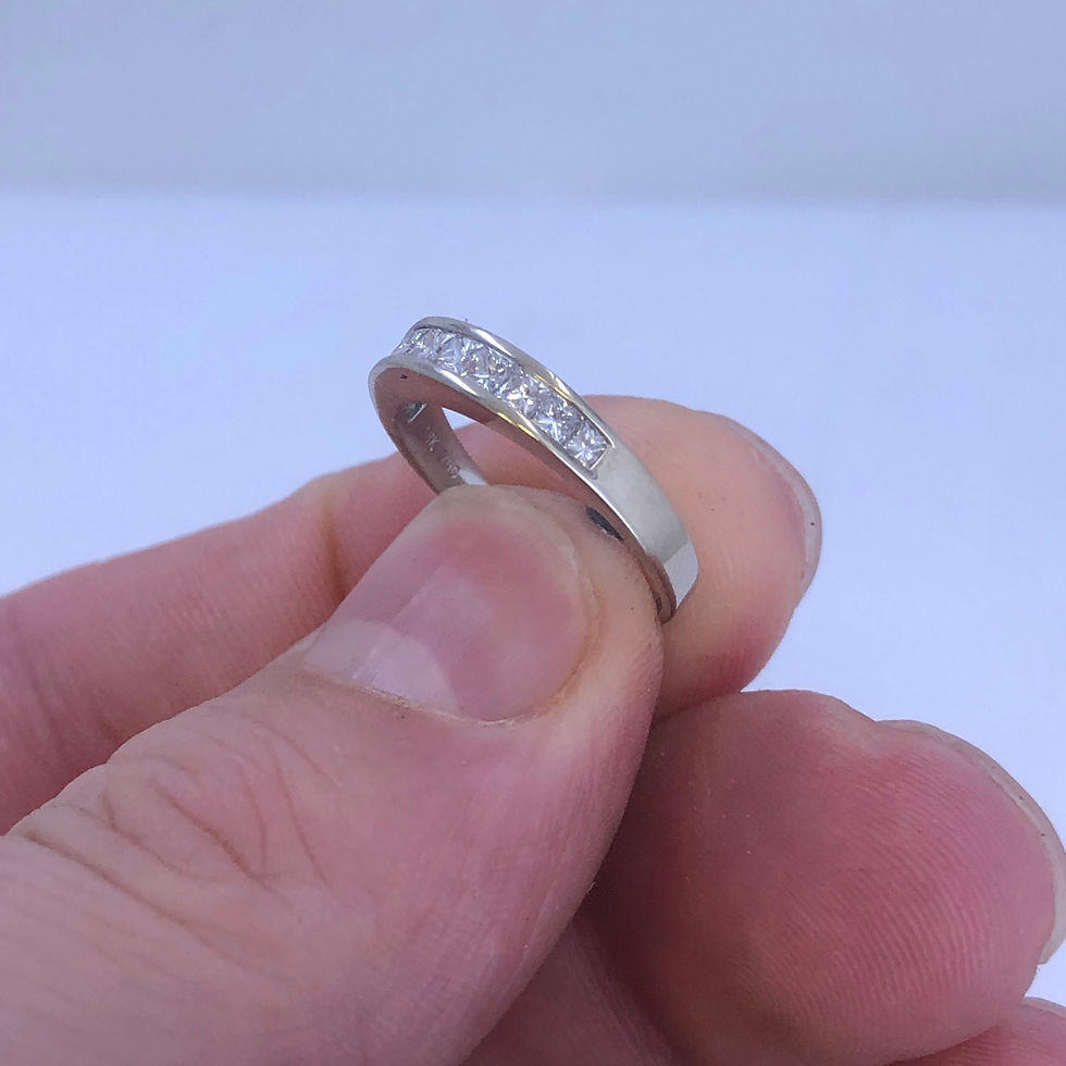 Thumbnail: 18k white gold diamond wedding band size 5.5