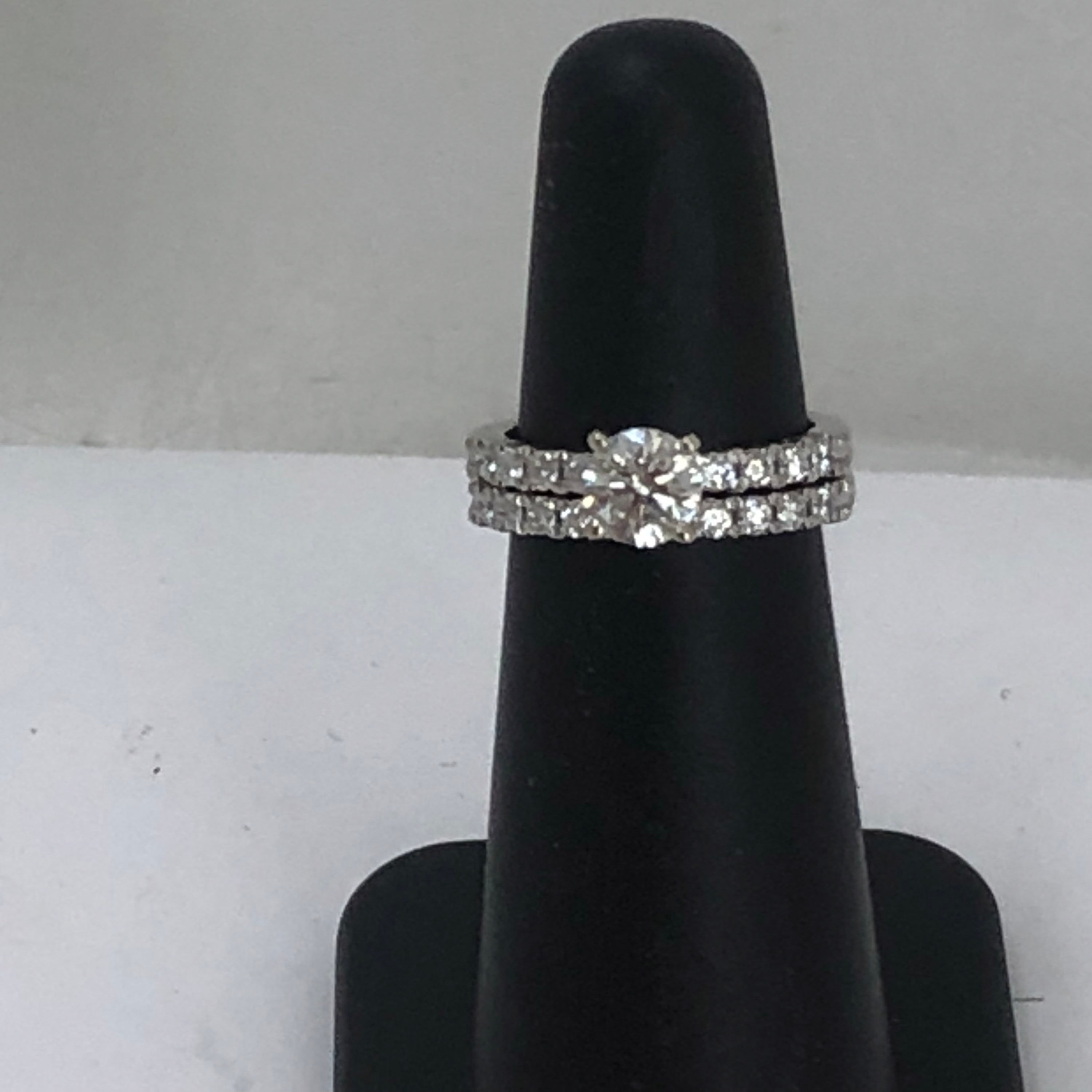 14k white gold diamond ring set size 4.5