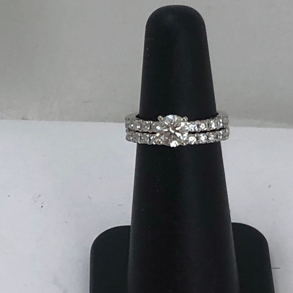Thumbnail: 14k white gold diamond ring set size 4.5