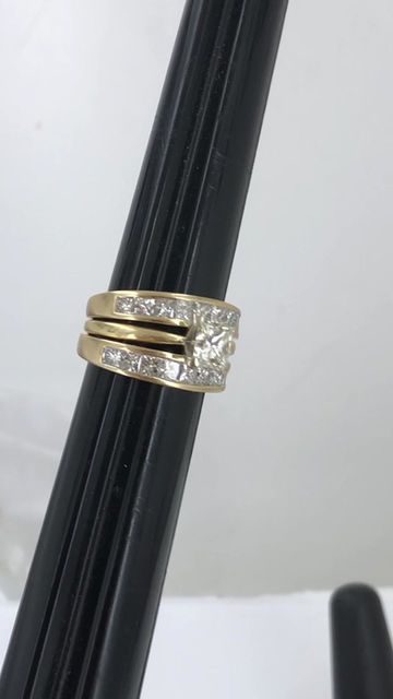Thumbnail: 14k yellow gold 3.3ct diamond ring set size 6.5