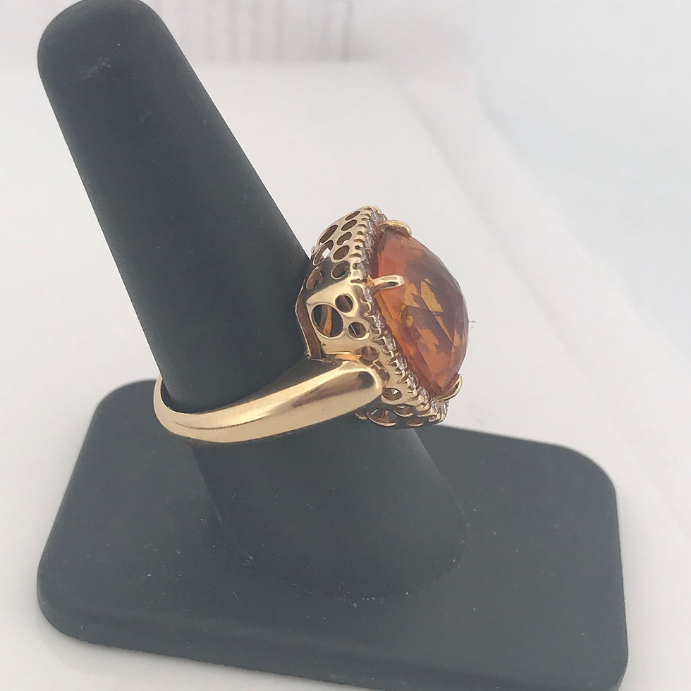 Thumbnail: 14k yellow gold citrine & diamonds ring size 8.5