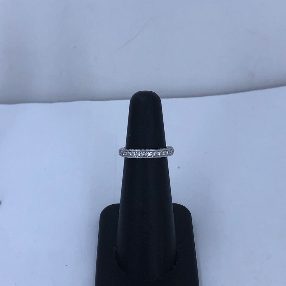 Thumbnail: 14k white gold diamond wedding band size 4.25