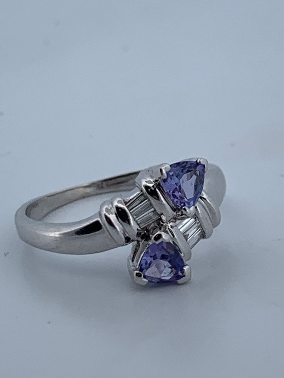 Thumbnail: 18k white gold natural diamonds and tanzanite ring size 7.75