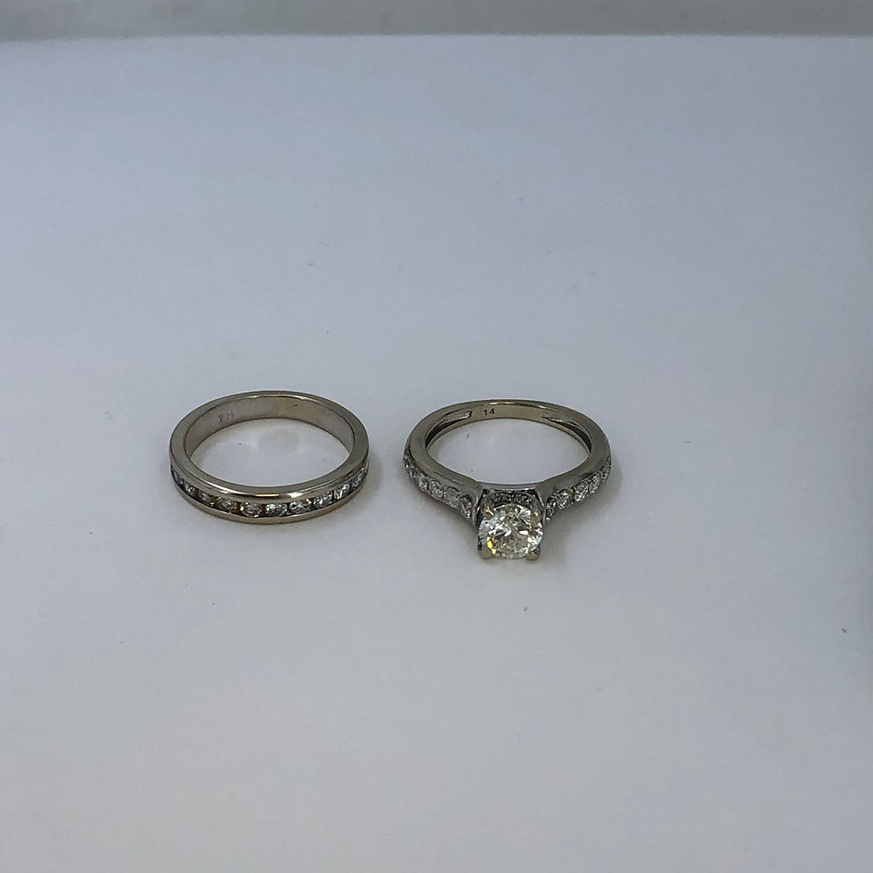Thumbnail: 14k white gold diamond ring set size 5.25