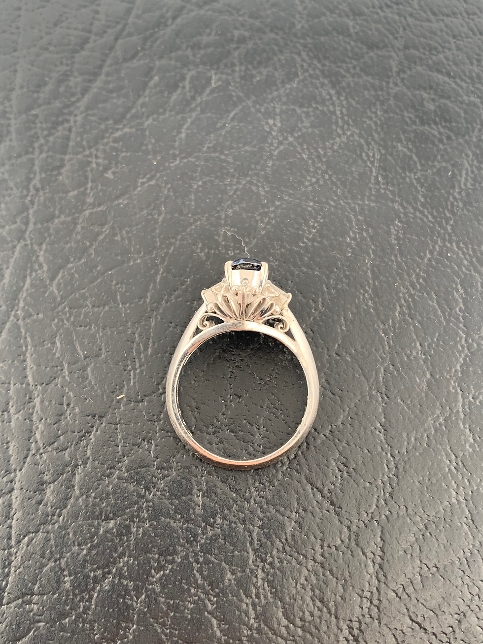 Thumbnail: Platinum  sapphire and diamond ring size 5
