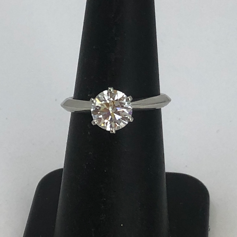 Thumbnail: Tiffany & Co Platinum 1.33ct round diamond ring size 6