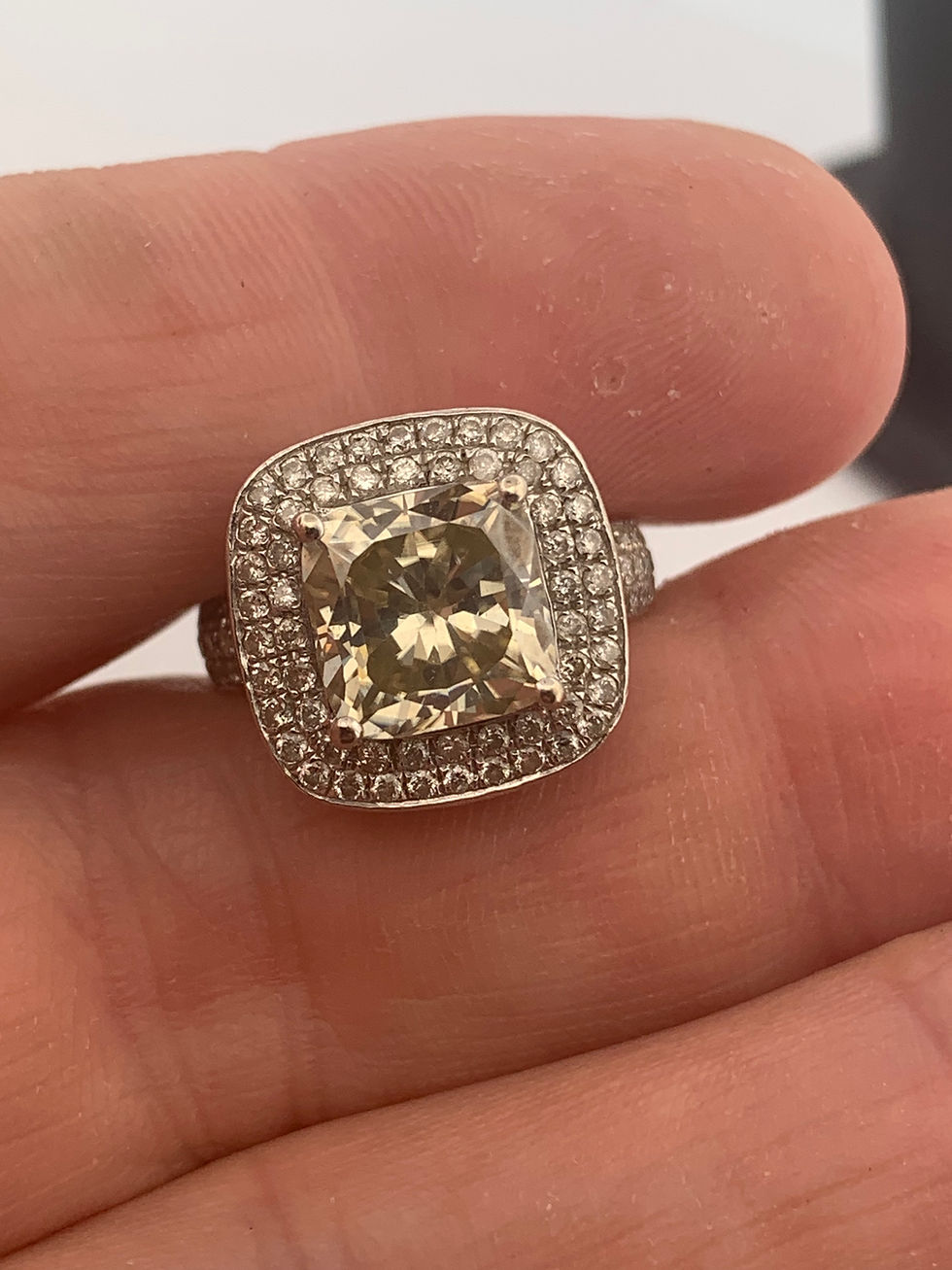 Thumbnail: 10k white gold moissanite & diamond ring size 5