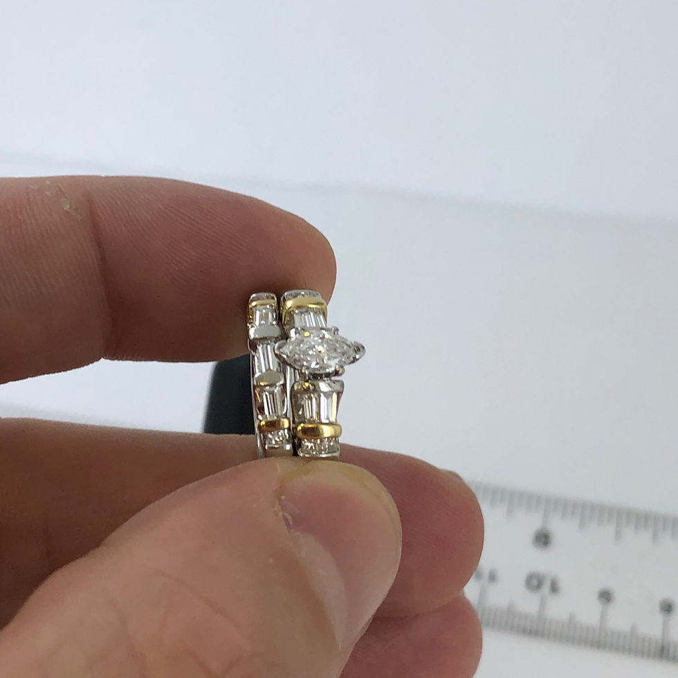 Thumbnail: Platinum & 18k diamond ring set size 7