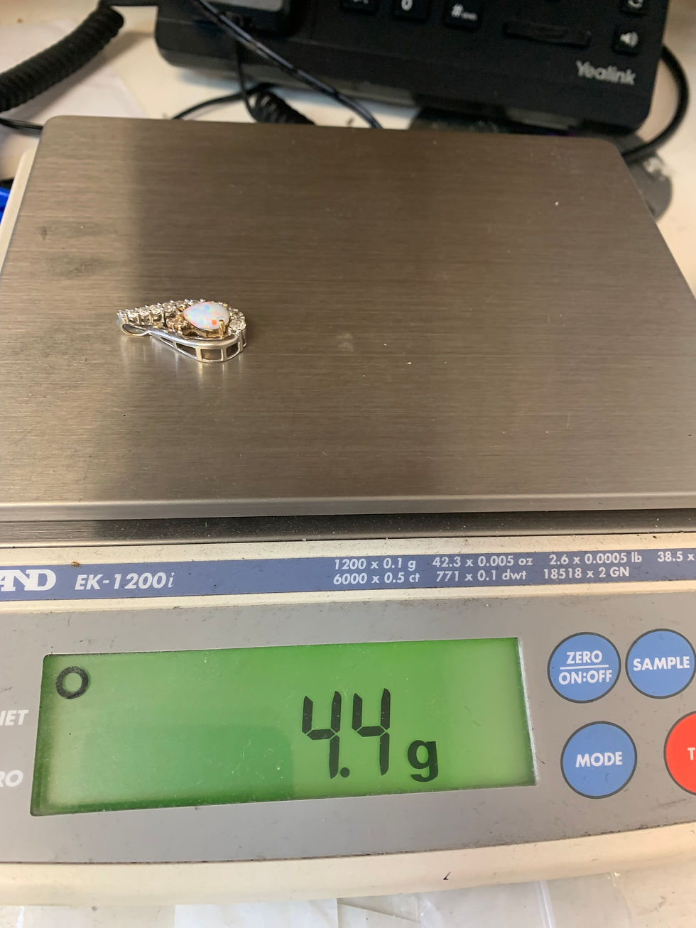 Thumbnail: 14k -10k opal & diamond pendant 