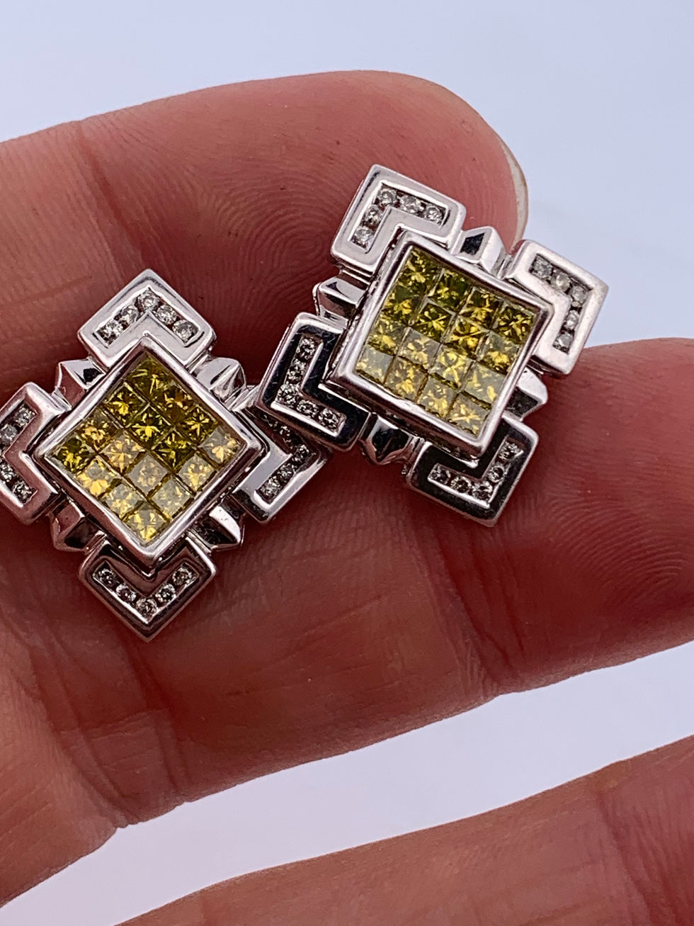 Thumbnail: 14k white gold 2ct diamond earrings  