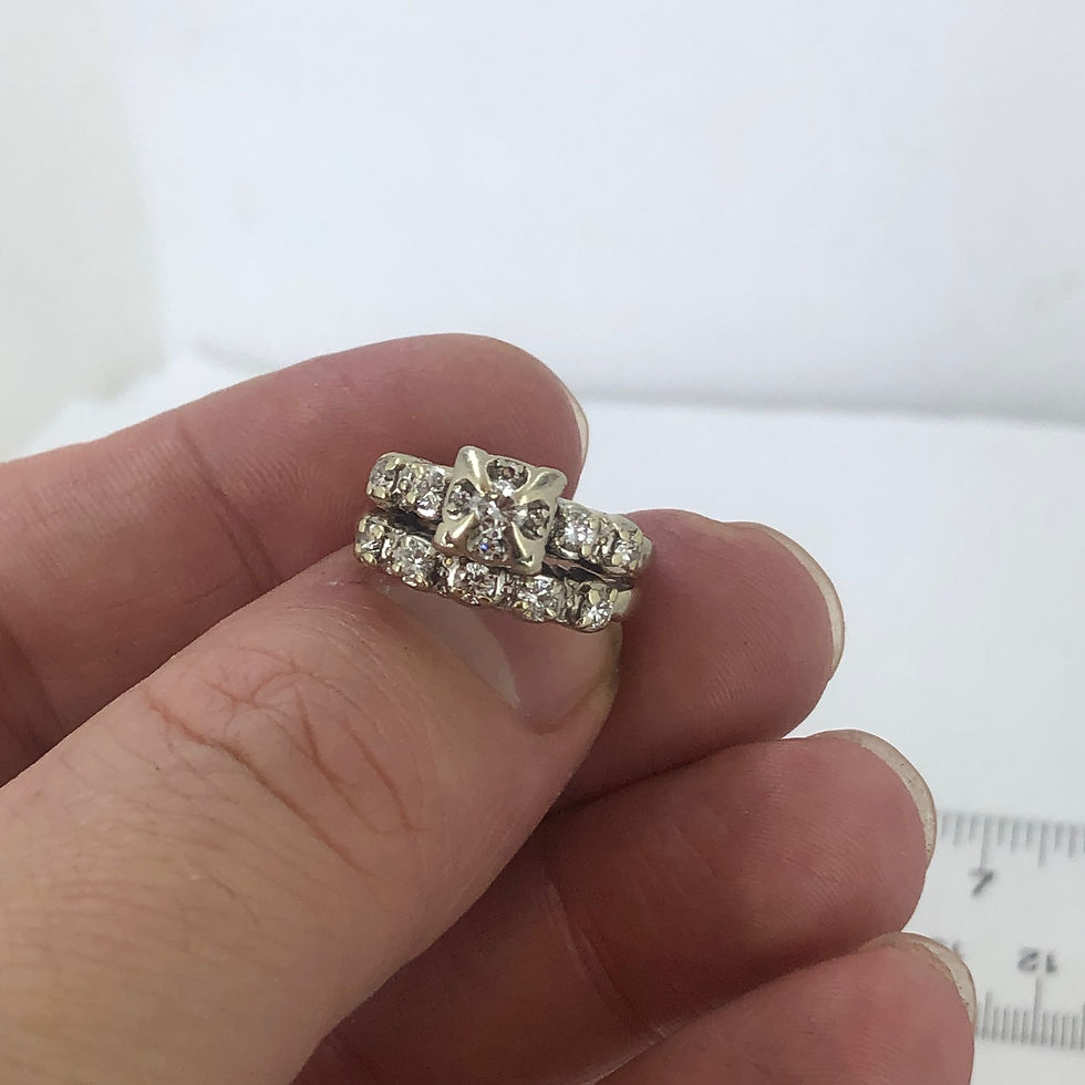 Thumbnail: 14k white gold diamond  ring set size 5.5