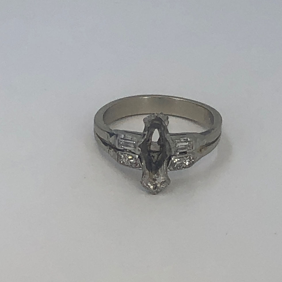 Thumbnail: Vintage 14k white gold diamond semi mount  size 7
