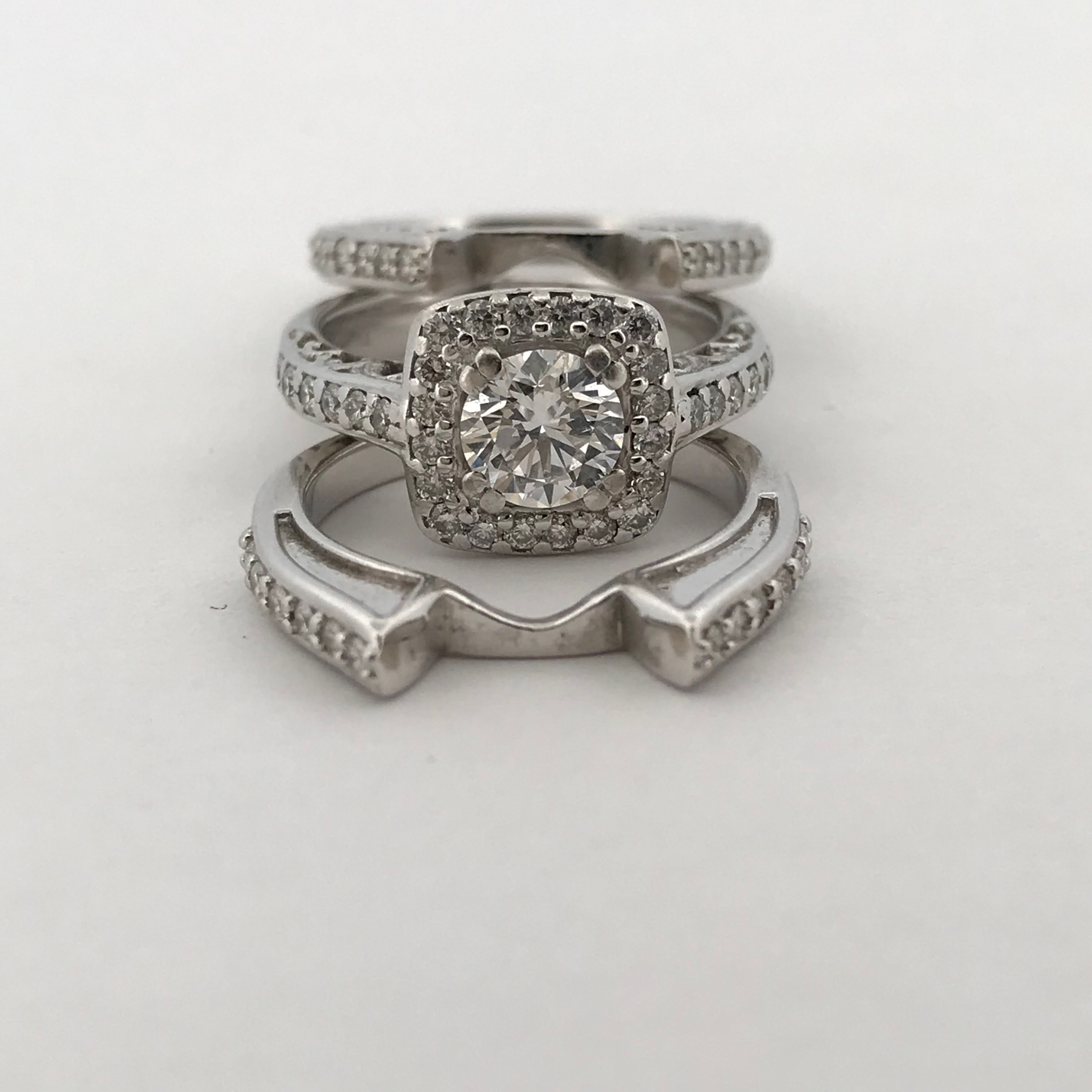 14k white gold 1.67ct diamond ring set size 4.75