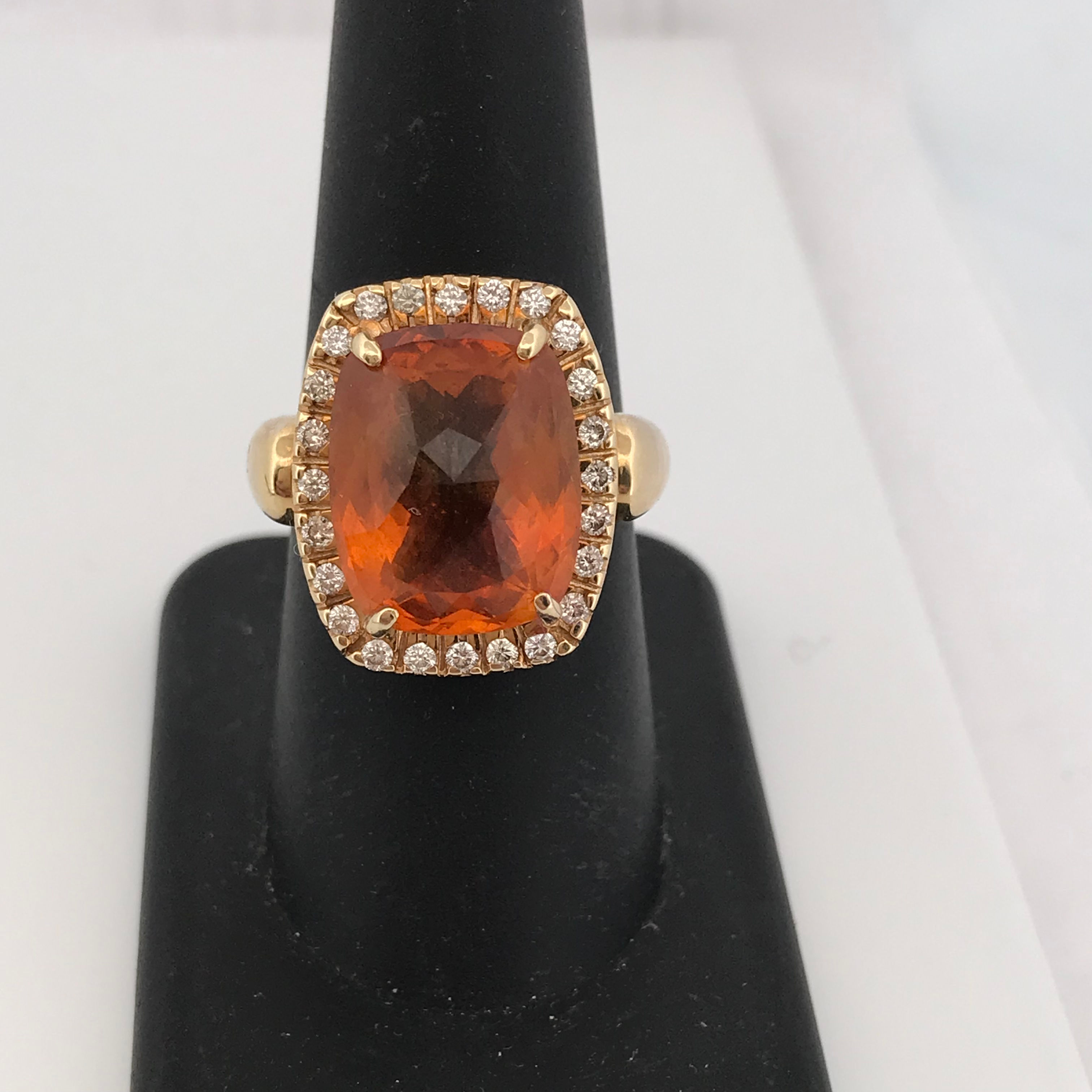 14k yellow gold citrine & diamonds ring size 8.5