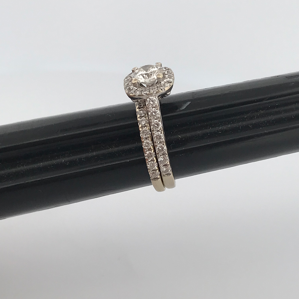 Thumbnail: 14k white gold diamond ring set size 5.5