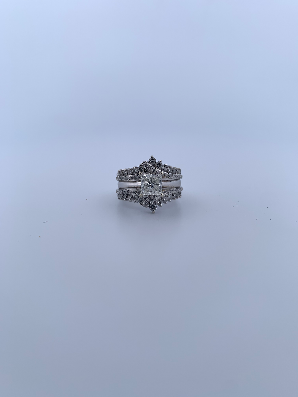 Thumbnail: 14k white gold 1.83ct diamond ring set size 5.25