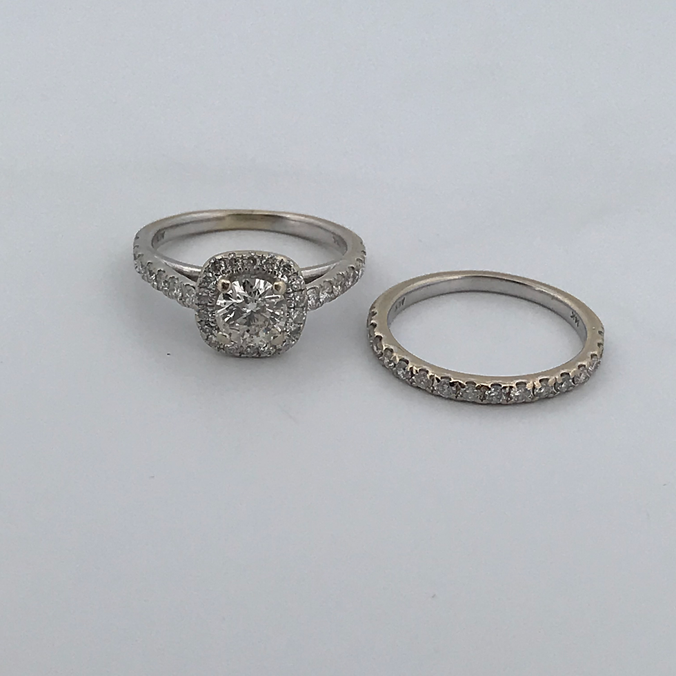 Thumbnail: 14k white gold diamond ring set size 5.5
