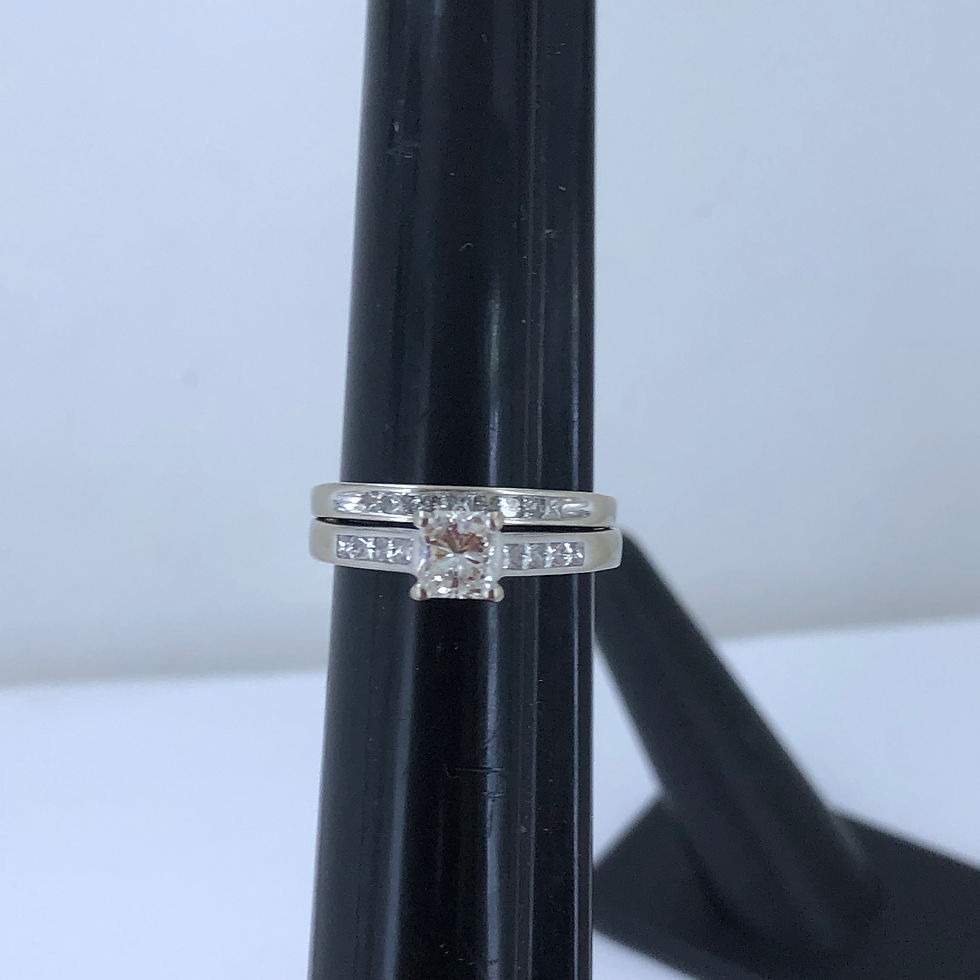 Thumbnail: 14k & 10k white gold diamonds ring set size 9