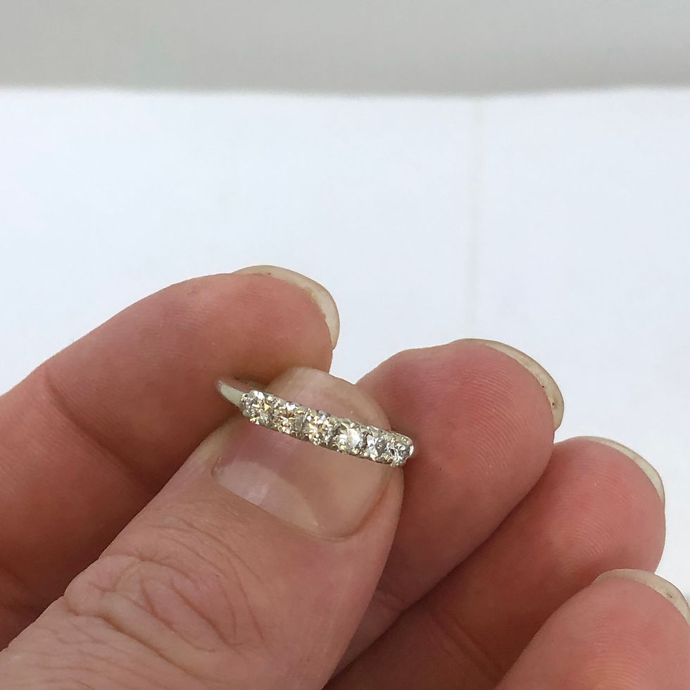 Thumbnail: 14k white gold diamonds  wedding band size 5.5