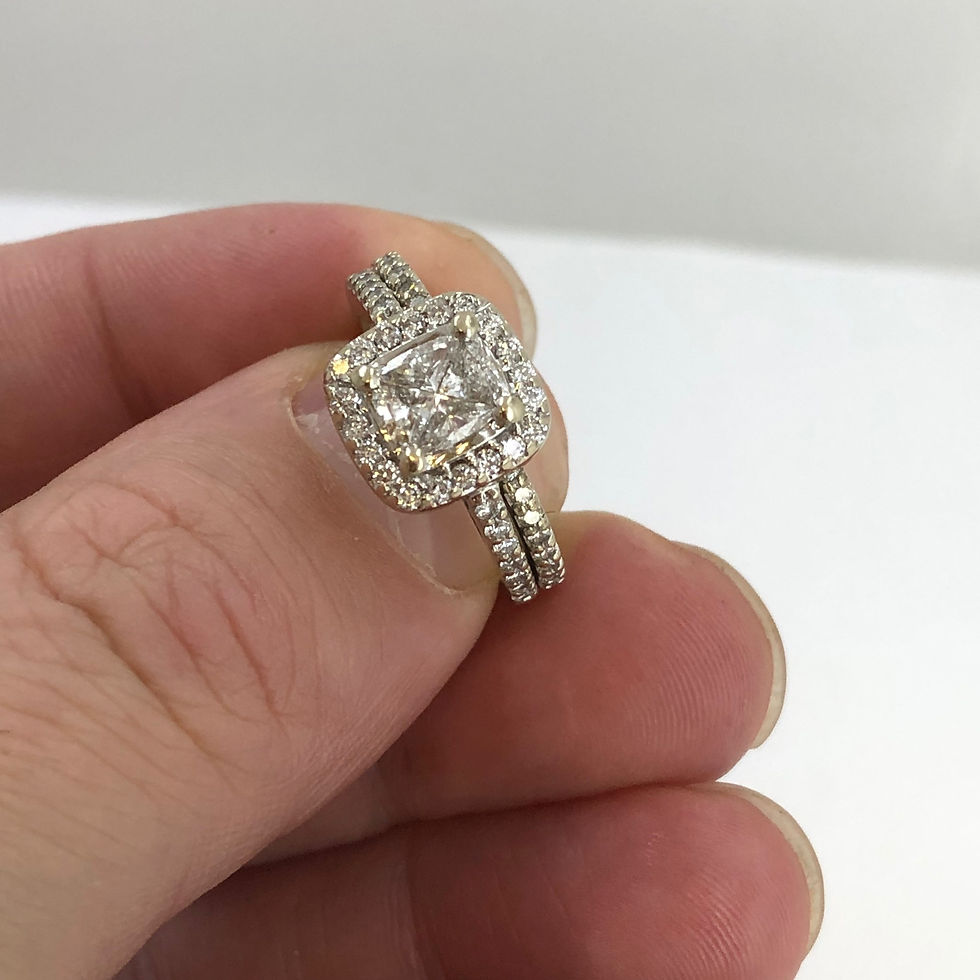 Thumbnail: 14k white gold diamond ring set size 7.25