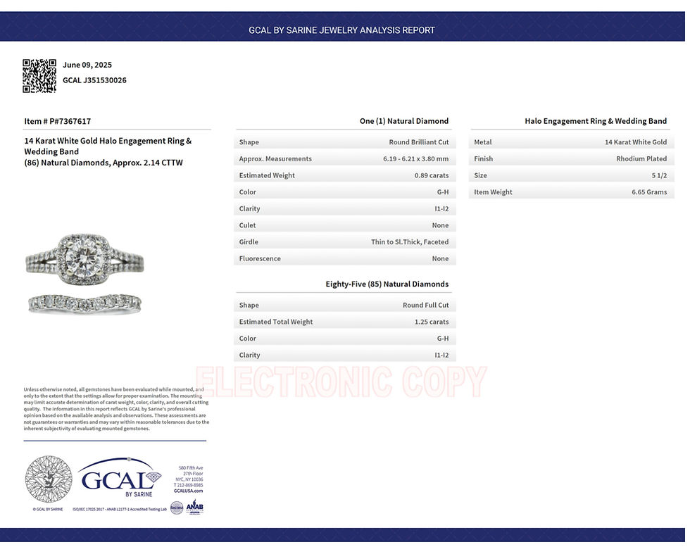 Thumbnail: 14k white gold 2.14ct Diamond Ring set size 6.5