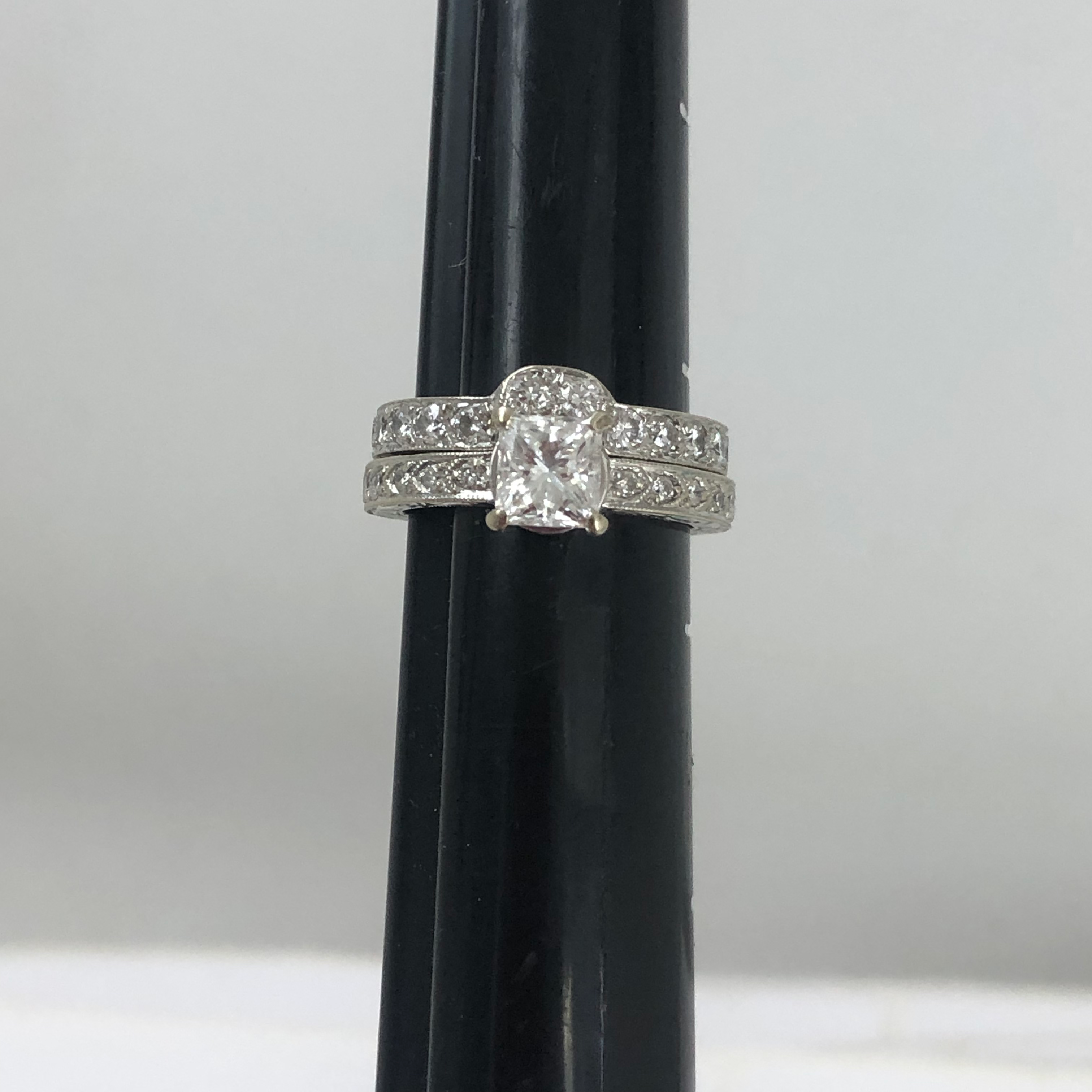 14k white gold gia certified diamond ring set size 5.5