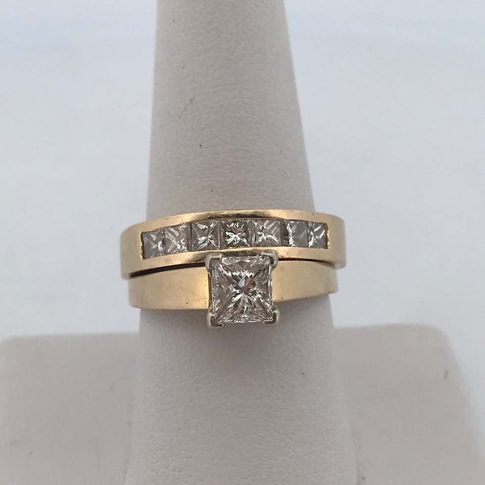 Thumbnail: 14k yellow gold 2.0ct diamond ring set size 8.75