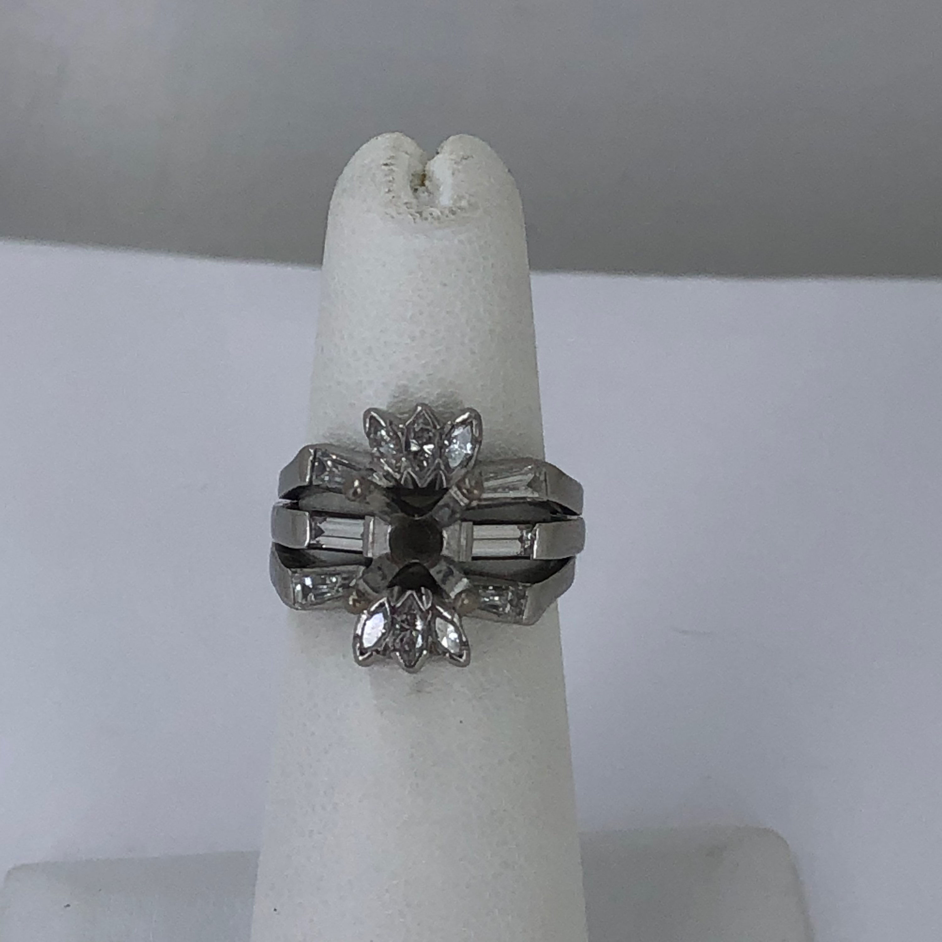 Platinum diamond semi mount ring size 5.5