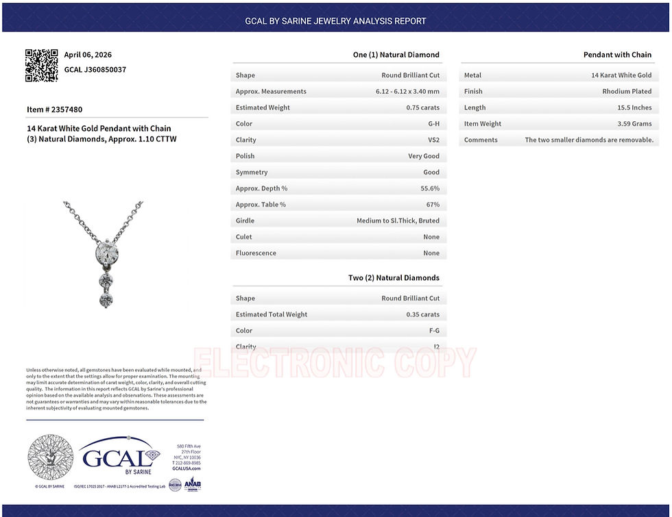 Thumbnail: 14k white gold pendant with 1.10ct natural diamonds 