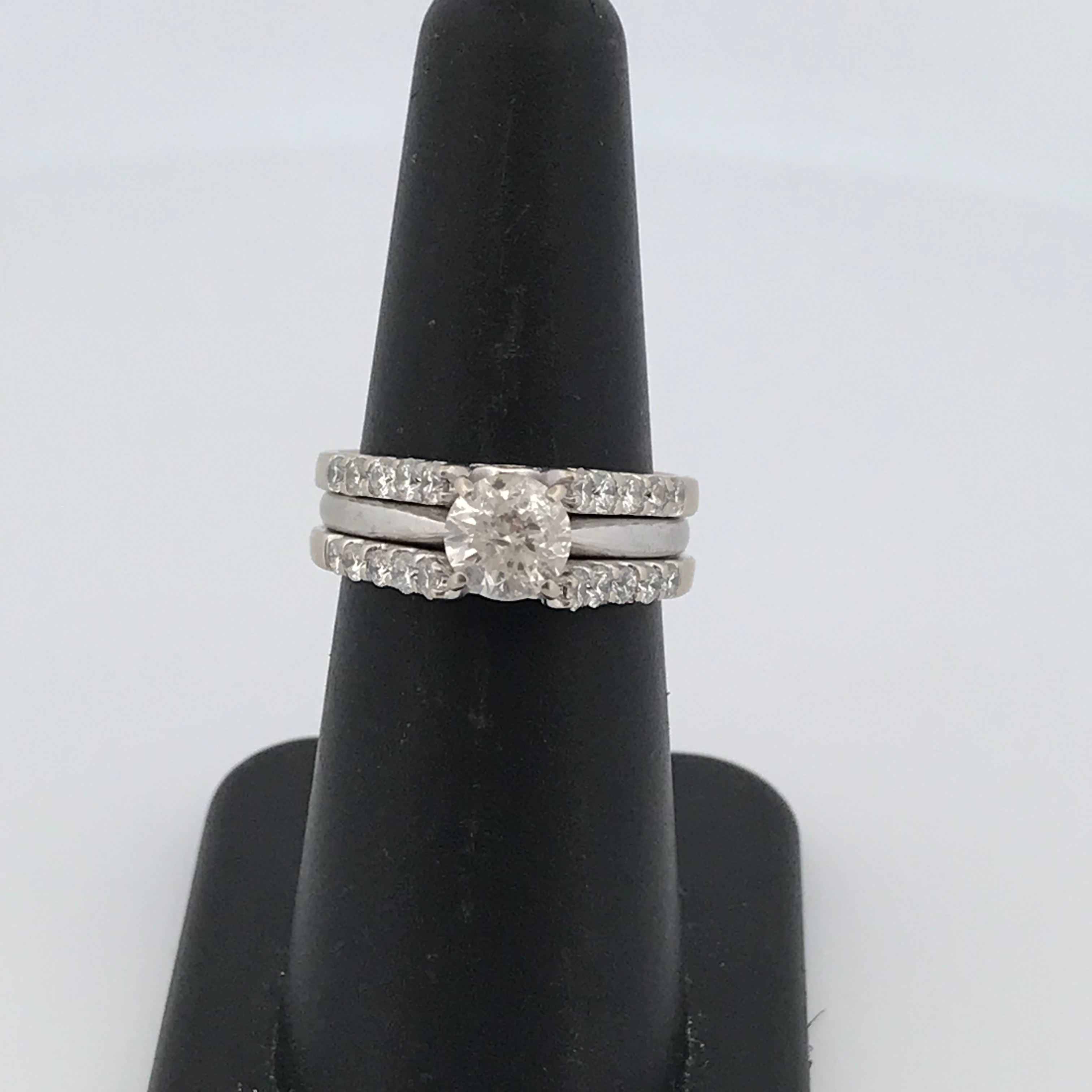 14k white gold 1.58ct diamonds ring set size 6.5
